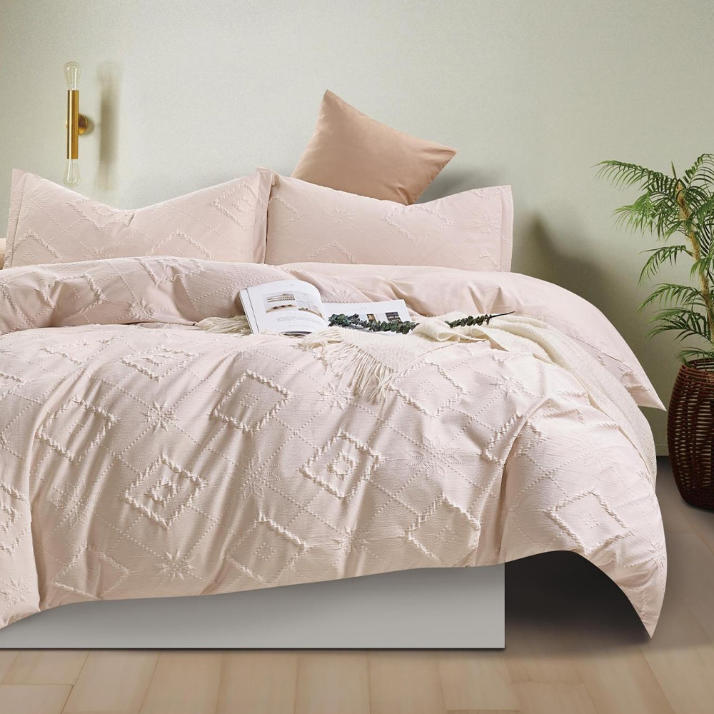 Indra Textured Boho Preget Dynetrekk Dynetrekk Sett Sengesett