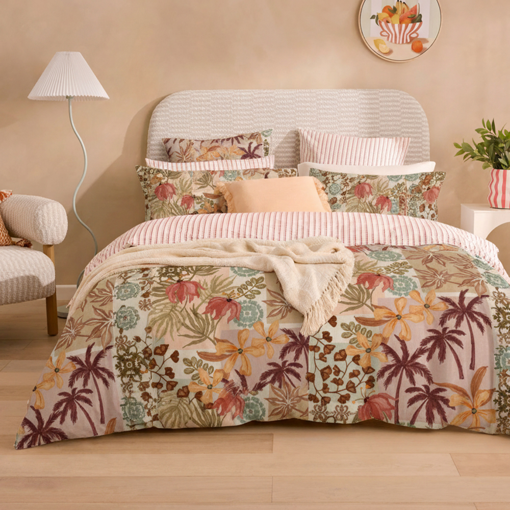 Sommer Palm Prints Ren mikrofiber bomull trykt Dynetrekk Dynetrekk Sett Sengesett
