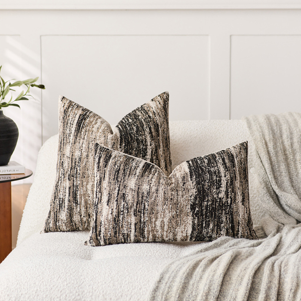 Nøytral penselstrøk lumbal Chenille pute deco pute