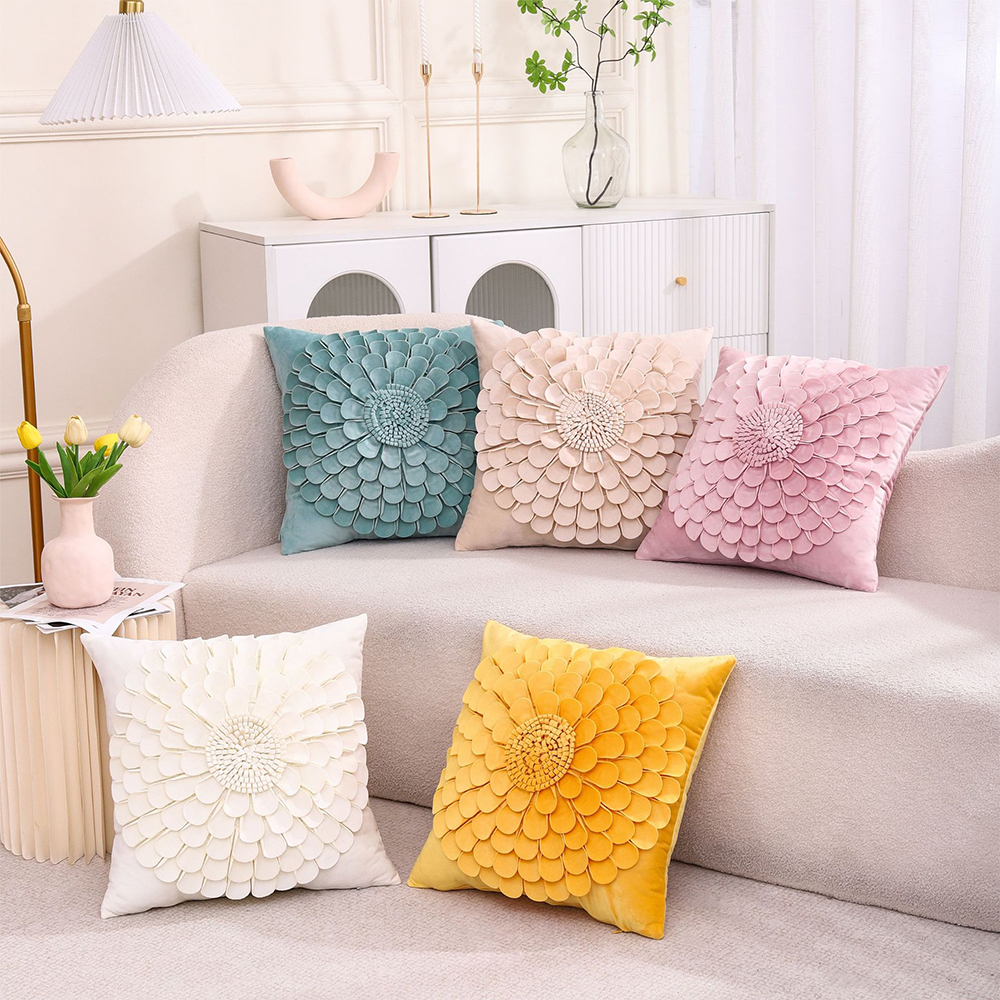 Håndlaget 3D floral pute deco pute