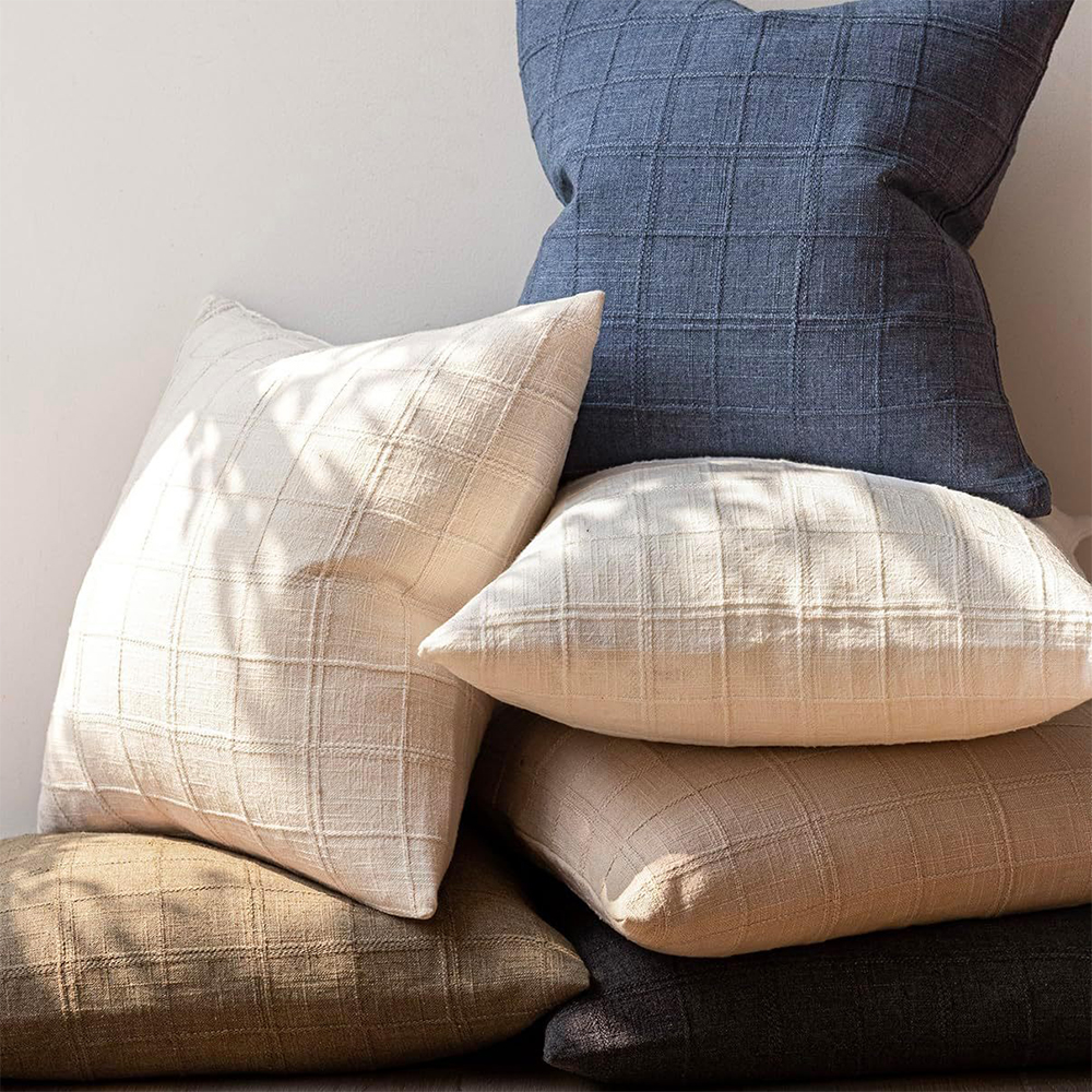 Lin teksturert pute rutete pute deco pute